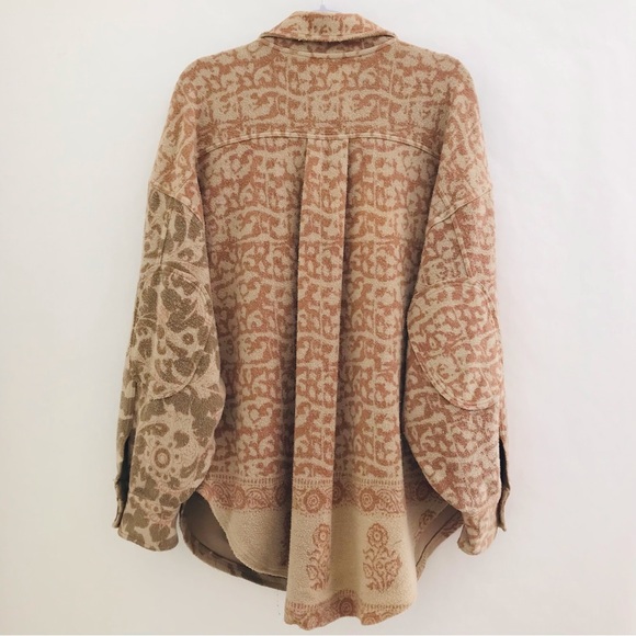 FREE PEOPLE Printed Ruby Jacket In Tea Combo Beige - Picture 10 of 16